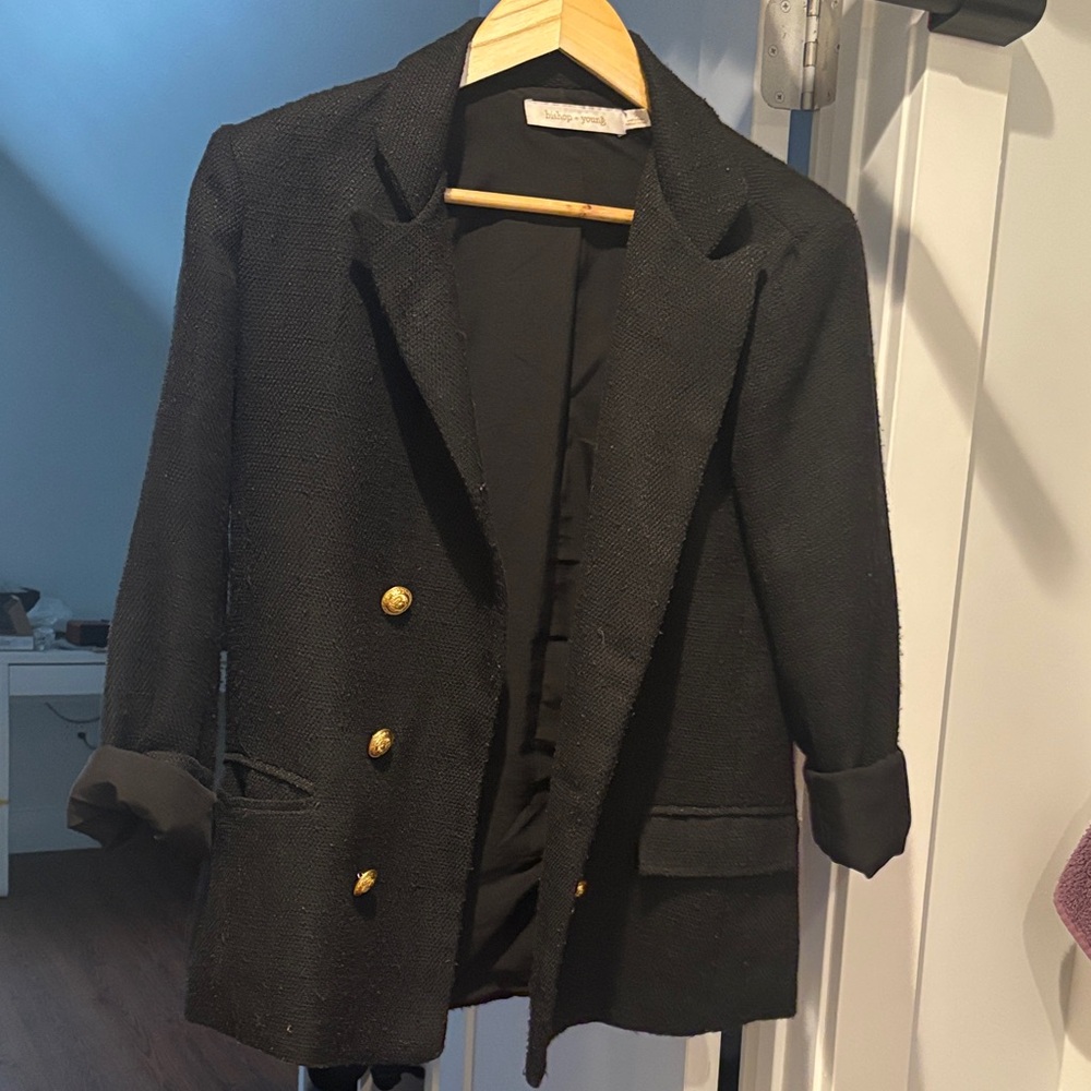 bishop + young Black Textured Blazer